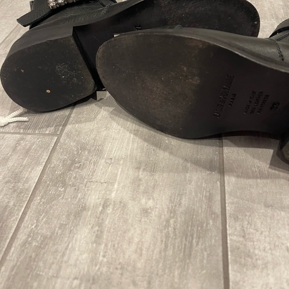 Zadig & Voltaire Leather Crystal Embellishment Moto Boots  size 6 - Picture 6 of 11